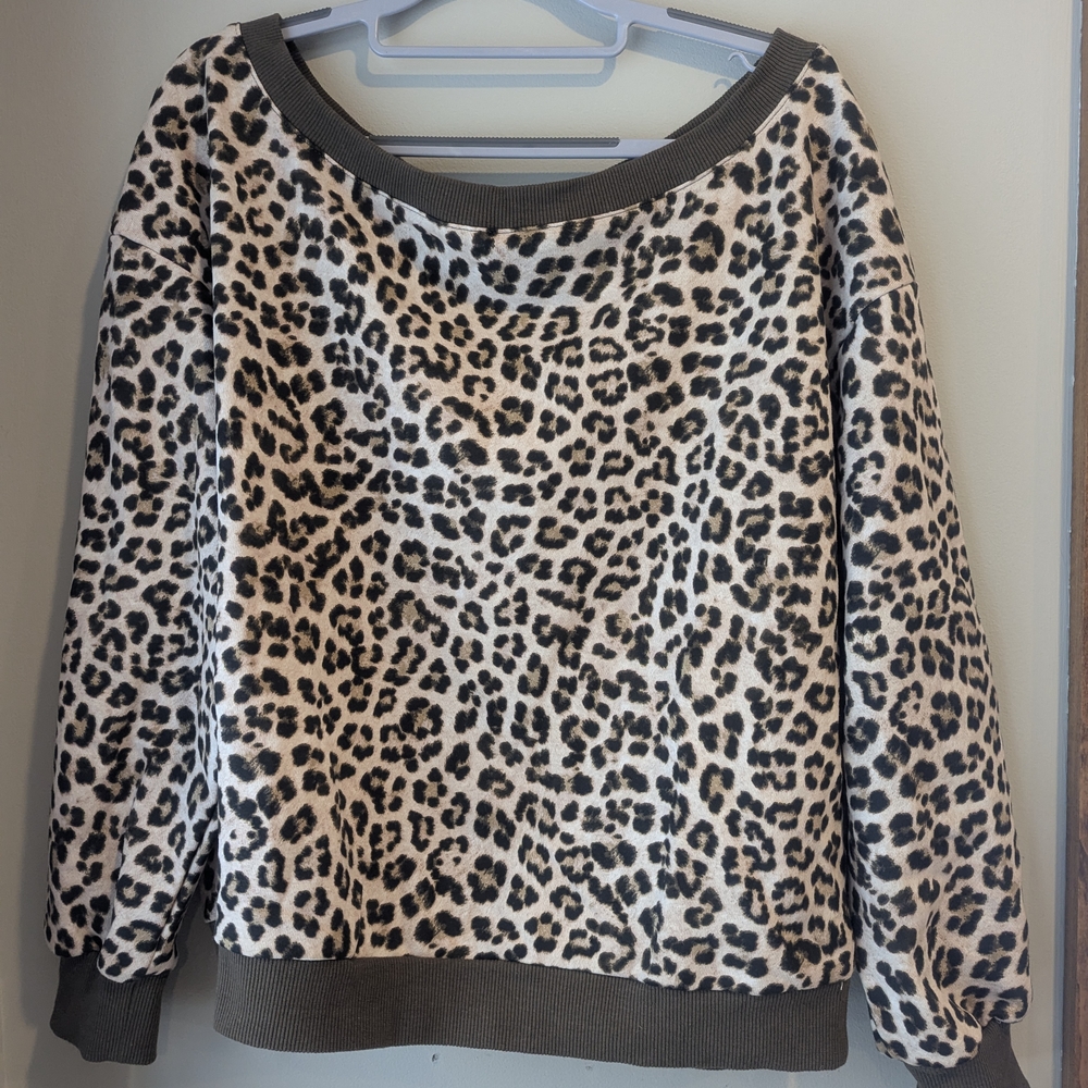 INC International Concepts Off-the-Shoulder Animal Print Sweatshirt